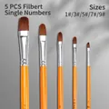 Set di 5 pennelli a lingua di gatto con manici arancioni per pittura acrilica e olio - Set di 5 Pennelli Lingua di Gatto (Taglie Dispari 1/3/5/7/9)