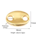 Golden 16mm pig nose link connector for DIY bracelets and necklaces with dual holes - Pig Nose Link / Gold