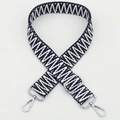 Adjustable woven strap in dark blue and white geometric pattern with silver metal clips - No.287 Silver Hook
