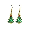 Detail of Christmas tree drop earrings with green enamel and sparkling rhinestones - Enamel Christmas Tree with Rhinestones