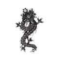 Vintage silver dragon brooch with smoke gray crystals and detailed scale texture - Antique Gold/Mixed Stones