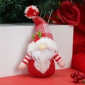 Gnomo natalizio in maglia da appendere rosso e bianco con dettaglio cuore - Gnomo con Barba