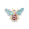 Broche abeille dorée luxueuse avec ailes en cristal bleu et détails floraux émaillés - Bleu Azur
