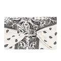 Detail of white paisley yoga headband with wide stretch fabric and central twist knot - Paisley White