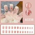 Uñas postizas degradadas rosas con nubes blancas y corazones rojos, set de 24 piezas cortas - Estilo de Nube Corazón Degradado Rosa (Estilo Pegamento)