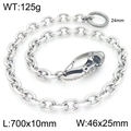 Silver punk skull wallet chain, 70cm heavy metal biker chain with carved skull clasp - Style C Skull Buckle (70cm)