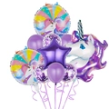 Set di palloncini unicorno viola con palloncini tondi e decorazioni a forma di stella - Set di palloncini unicorno viola medio