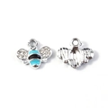 Macro detail of silver bee pendant featuring blue enamel stripes and crystal wings - Blue Bee (Silver Base)