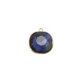 Gros plan d'un pendentif en pierre de naissance bleu foncé avec monture en métal doré - Bleu Lac Foncé (Couleur 13)