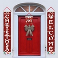 Weihnachts-Banner-Set mit rot-schwarzem Karomuster und Merry Christmas-Schriftzug - Karierter Weihnachtsmann-Stil (Weihnachtsmann-Couplet) / 180*30cm (600D Oxford-Stoff)