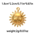 Golden 304 stainless steel sun pendant with embossed smiley face and hollow design - 1.8cm*2.2cm / Gold