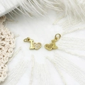 Mini gold heart charms with micro-pave zircons for DIY jewelry necklaces and bracelets - Letter Heart