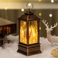 Bronze LED Christmas lantern featuring winter deer forest scene in festive snow - Elk / Bronze