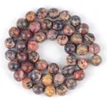 Natural round stone beads with black and orange textures for DIY jewelry crafts - Leopard Skin Jasper / 6mm/1 Piece Approximately 63 Pieces/21g