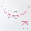 Pink velvet bow banner garland 180cm for Christmas party decoration and birthday events - Pink