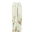Tropical leaf print sarong wrap skirt with a large side waist tie and floral patterns - One Size / Single Skirt