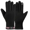 Gants d'hiver noirs tactiles avec doublure thermique épaisse et bracelet décoratif Stars - Étiquette Rayée Étoile Homme - Poil de Lapin Noir