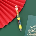 Christmas snowman ballpoint pen with yellow glitter liquid and 4 ink colors - Series 4 - Snowman