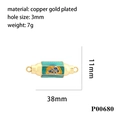 Detail of 38mm gold-plated enamel evil eye connector link with YOU text for DIY jewelry - P00680-Blue Enamel Connector