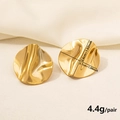 Macro detail of 18k gold plated stainless steel irregular wrinkled stud earrings - D162-G Gold Irregular Wrinkled Disk