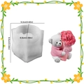 DIY bear candle silicone mold featuring a cute sitting bear holding a flower bouquet - Silicone Mold / Rose Bouquet Bear