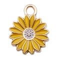 Yellow sunflower pendant in gold plating with enamel finish for DIY jewelry making - 1pc Yellow Enamel Small Daisy 13x16mm