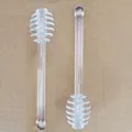 Set of two transparent glass honey dippers with spiral head for easy drizzling - FB-888 Single Plastic Bag / Clear