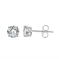 S925 sterling silver stud earrings featuring round brilliant cut cubic zirconia in 4-prong set - Silver 4-Prong 5mm Stud (APE35-P-5mm)