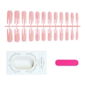 Extra long French press-on nail kit with 3D bows, rhinestones and file in pink - 24 Pcs Strip Pack (A2-14036)