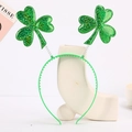St. Patrick's Day green headband with glittery shamrocks on bouncy metal springs - Style 10 - Glitter Spring Shamrock Headband