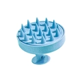 Blue-green wheat straw scalp massage brush with soft silicone bristles for hair care - Blue
