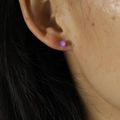 Minimalist purple spherical stud earrings worn on ear showing a clean and modern look - 4mm / Purple