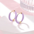 Elegant gold-plated hoops featuring lavender purple enamel finish for a minimalist style - Lavender Purple