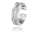 Anillo abierto ajustable de acero inoxidable plateado con textura de cadena - Estilo de Textura de Cadena (SR21061705S)