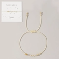 November Citrine birthstone beaded bracelet with yellow woven cord and gold beads - November-Citrine (Card Pack)