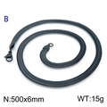 Mattschwarze Schlangenkette aus robustem Edelstahl für Herren im modernen Design - Schwarz 6mm Breit 50cm Lang (KN203552-Z)