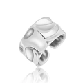 Adjustable silver irregular wavy ring with unique hammered texture in wide minimalist style - Adjustable Open / Silver