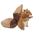 Cute brown plush squirrel toy with large plaid tail and soft texture on white background - L 40cm H 24cm W 240g / Brown