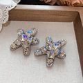 Macro detail of star hair clips with colorful rhinestones and sparkling gems in a tray - White Star