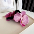 Elegant purple orchid hair claw clip with a white pearl accent and black finish - Claw Clip Rose Pink