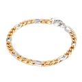 Bracciale a catena Figaro hip hop in acciaio inossidabile bicolore oro e argento - Bracciale (KB139966-Z)