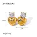 18k gold plated heart stud earrings with sparkling white crystals for women fashion - Gold Heart Style (JDEW2403042)
