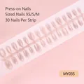 Detail view of 30 pieces ice translucent pink press-on nails in various sizes - Luxury Transparent Solid Style (MY035-T)