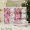 Set de bolas de Navidad en rosa y blanco con purpurina en caja de regalo transparente - Rosa (Estilo Lentejuelas)