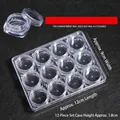 12-grid transparent plastic nail art storage box with round jars for glitters and beads - Square Box 12-Piece Set (9*12*1.8cm)