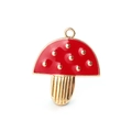 Close-up of a mushroom charm featuring red enamel finish and gold metallic accents - 10Pcs Red Mushroom Enamel Alloy Charms