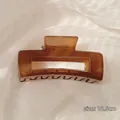 Elegante pinza per capelli rettangolare ambra da 10,5 cm in resina per capelli folti - Quadrato Ambra