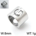 Perle de 8mm en acier inoxydable argenté avec lettre G évidée et détail de cœur - Lettre G (KLJ1302-Z)