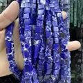 Perles cubes en pierre naturelle bleu lapis avec veines pour création de bijoux - 4x4mm (Environ 38cm Fil) / Pierre Impériale Bleu Roi