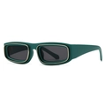 Occhiali da sole retrò rettangolari verde scuro con montatura opaca e dettagli in oro - Stile Verde Scuro Con Montatura Interna In Metallo / C9 Montatura Verde Scuro / Lenti Grigie